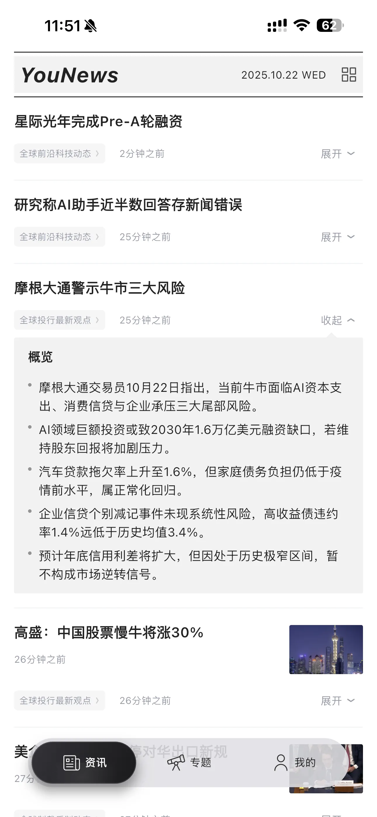 YouNews 新闻浏览界面